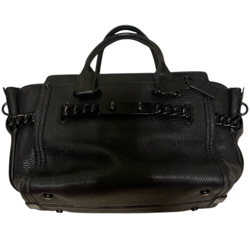 Coach Black Leather Bag with Chain Accents